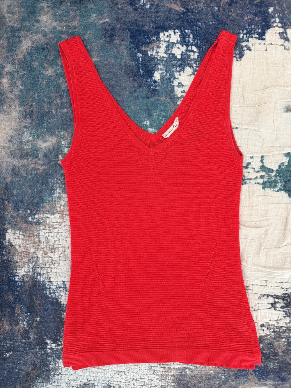 Phase Eight Red V-Neck Sleeveless Knit Top } UK 12